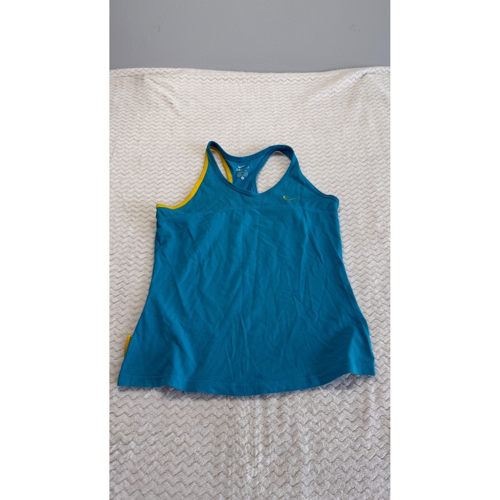 Nike Dri-FIT Livestrong Racerback Tank Top Womens Medium Teal Blue Yellow